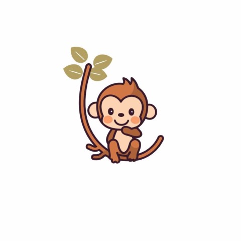 Monkey animal icon. Vector illustration in cartoon style on whit