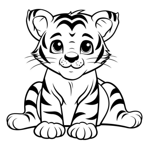 Tiger Coloring Book for Kids - Cartoon Vector Illustration.