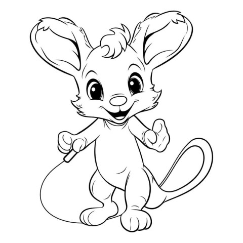 Cute cartoon mouse - Coloring book for children. Vector illustra