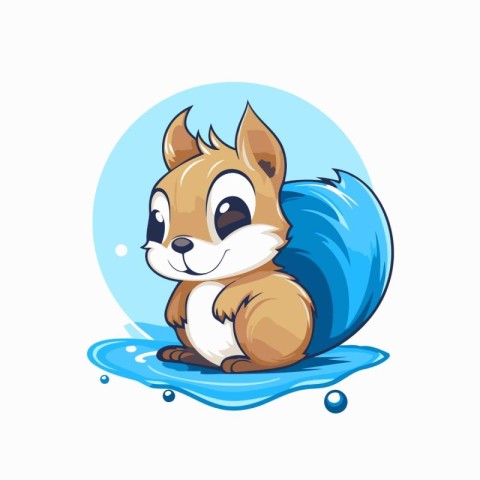 Squirrel in the water. Vector illustration isolated on white bac