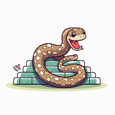 Cute cartoon snake. Vector illustration on white background. Iso