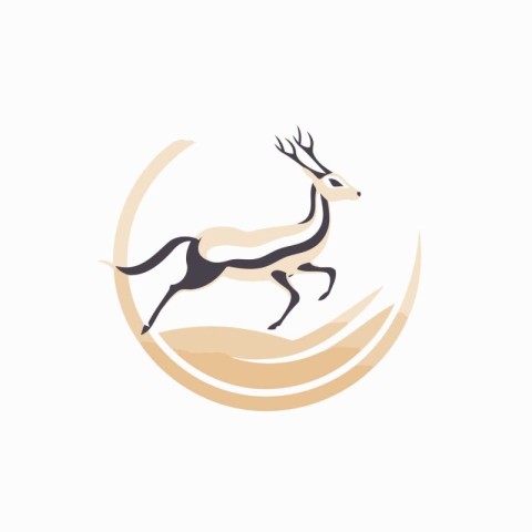 Running antelope logo design template. Vector illustration. Grap