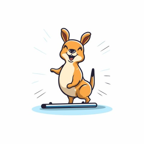 Kangaroo on skates. Cartoon kangaroo vector illustration.