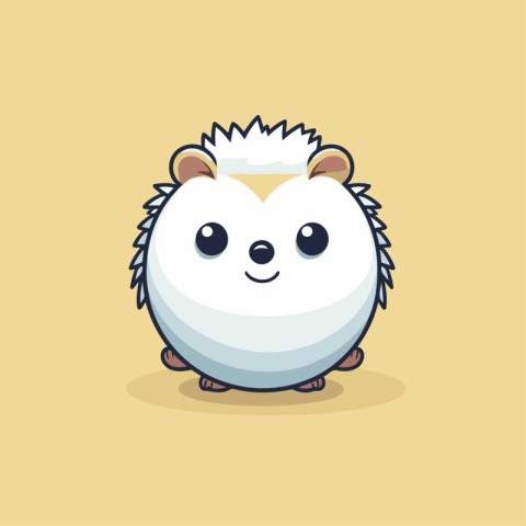 Cute cartoon hedgehog. Vector illustration. Isolated on yellow b