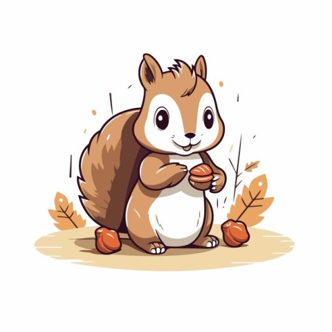 Squirrel with nuts. Vector illustration of a squirrel with nuts.