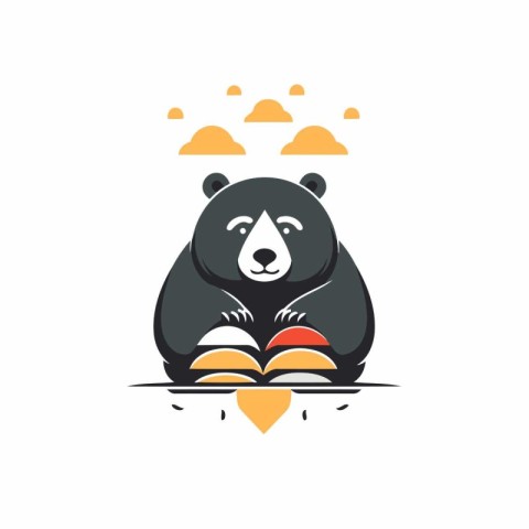 Cute panda reading a book. Vector illustration in flat style