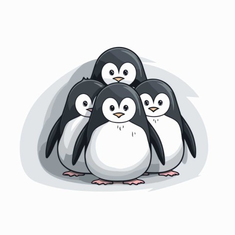 Cute penguins isolated on a white background. Vector illustratio