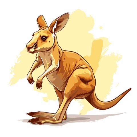 Kangaroo on a grunge background. Vector sketch illustration.