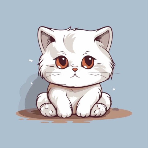 Cute cartoon cat sitting and looking at camera. Vector illustrat