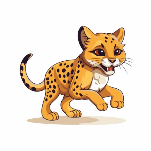 Cartoon cheetah isolated on white background. Vector illustratio