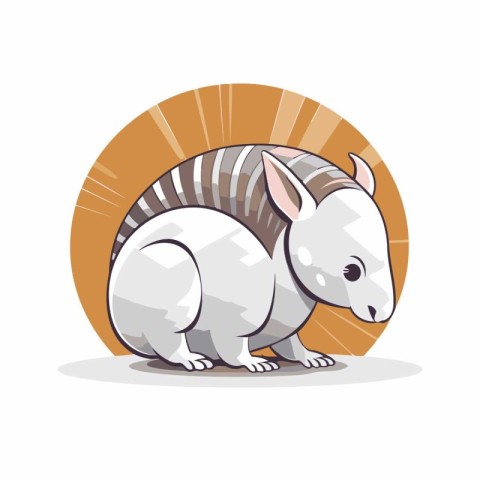 Cute cartoon armadillo. Vector illustration on white background.