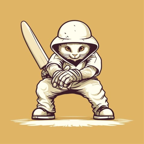 Cricket player with a bat and a helmet. Vector illustration.