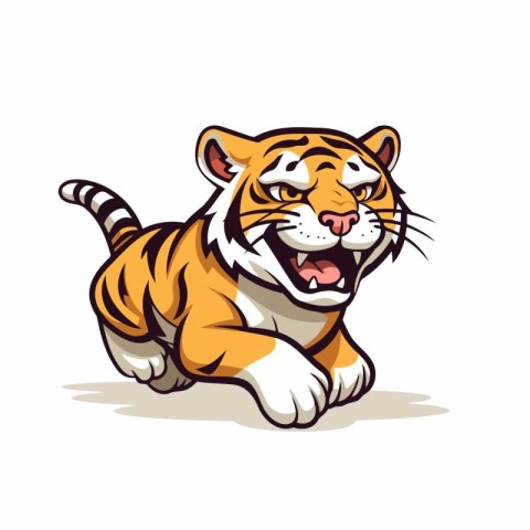 Tiger cartoon mascot. Vector illustration. Isolated on white bac