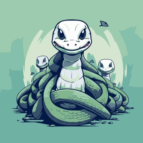 Cute cartoon snake. Vector illustration of snake in cartoon styl