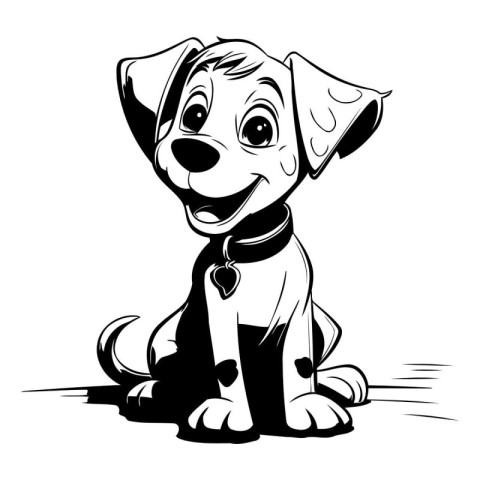 Vector image of a cute cartoon dog sitting on a white background