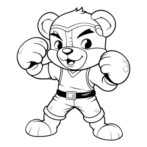 Black and White Cartoon Illustration of Teddy Bear Comic Charact