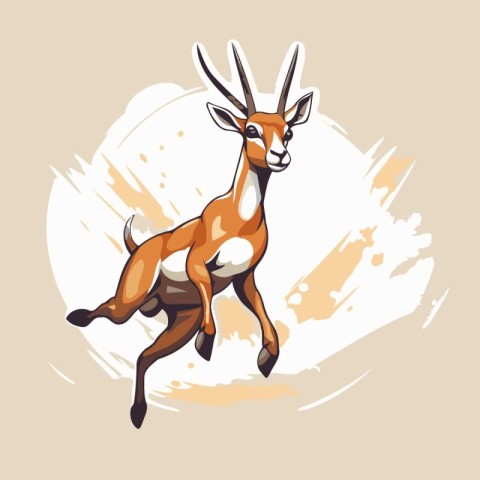 Gazelle running on a grunge background. Vector illustration.