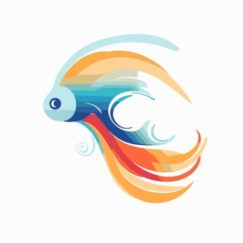 Fish logo template. Vector illustration of a fish with water spl