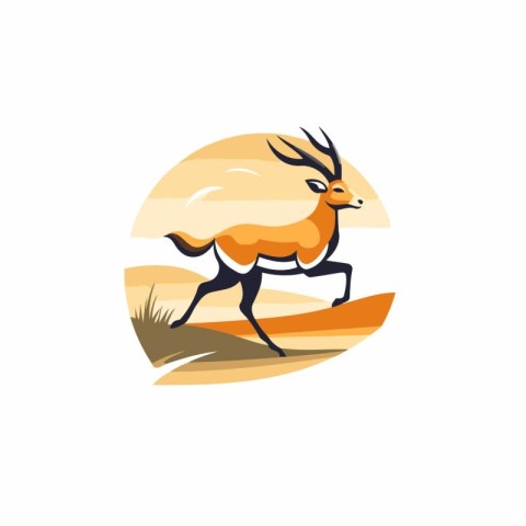 Deer logo design template. African antelope vector icon illustra