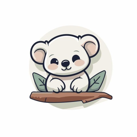 Cute cartoon panda bear sitting on a branch. Vector illustration