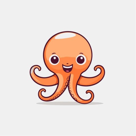 Cute octopus cartoon character. Cute animal vector illustration.