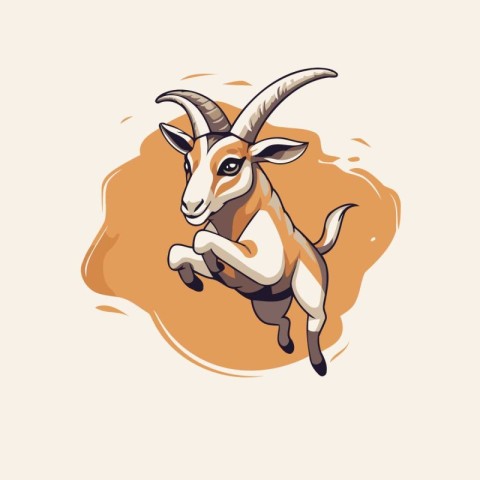 Goat jumping in the desert. Vector illustration in cartoon style