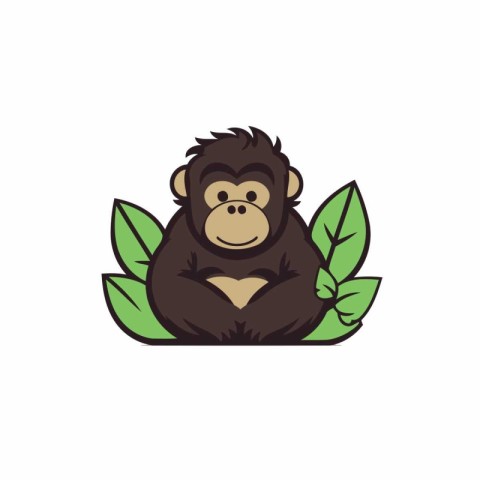 Chimpanzee logo design template. Monkey vector icon illustration