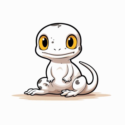 Cute little lizard on white background. Vector illustration in c