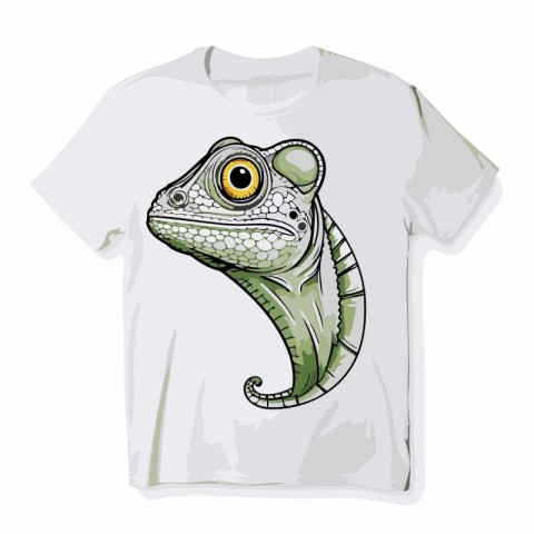 Chameleon on t-shirt. Vector illustration isolated on white back