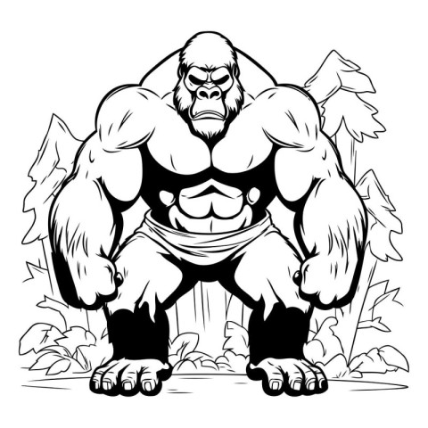 Gorilla. Vector illustration ready for vinyl cutting or t-shirt