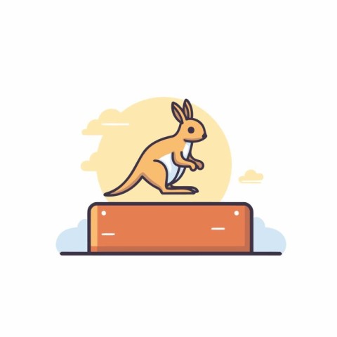 Kangaroo flat line icon. Vector illustration of a kangaroo on a