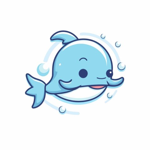 Cute cartoon whale. Vector illustration isolated on a white back