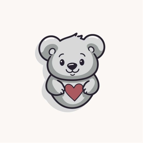 Cute cartoon koala with heart. Vector illustration for your desi