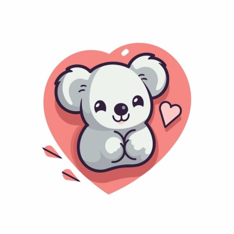 Cute cartoon koala with heart. Valentines day vector illustratio