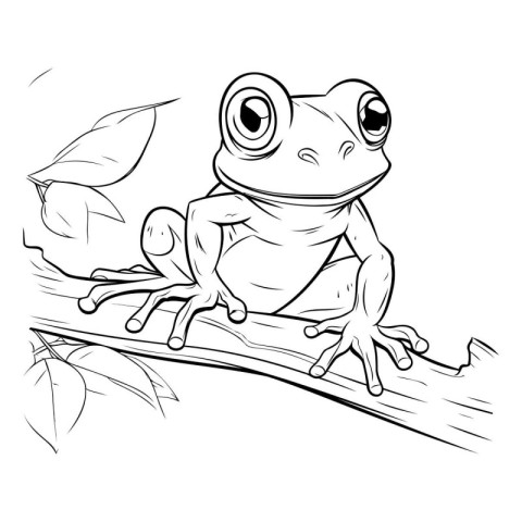 illustration of a frog on a branch. sketch for your design