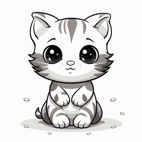 Cute cartoon cat. Vector illustration isolated on a white backgr