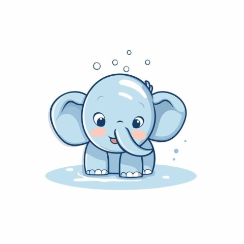 Cute cartoon elephant on a white background. Vector illustration