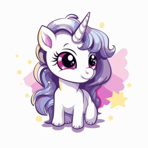 Cute cartoon unicorn. Vector illustration. Isolated on white bac