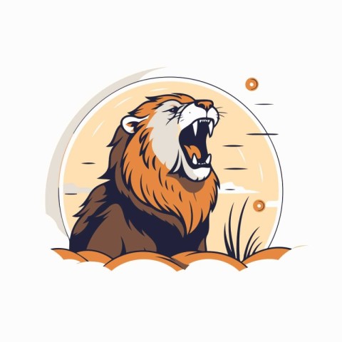 Lion head. Vector illustration in cartoon style on white backgro