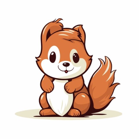 Cute squirrel cartoon. Vector illustration isolated on a white b