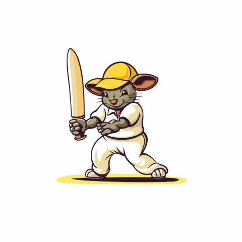 Cricket Mascot with bat and ball. Vector illustration