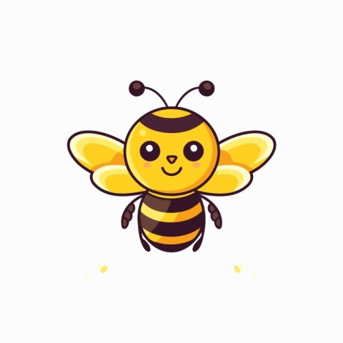 Cute cartoon bee isolated on white background. Vector illustrati