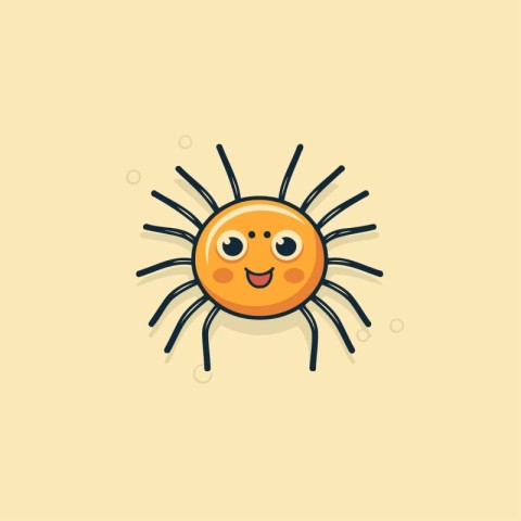 Cute happy cartoon spider. Vector illustration in flat design st