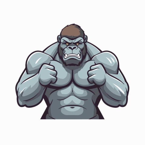 Gorilla Cartoon Mascot. Vector illustration isolated on white ba