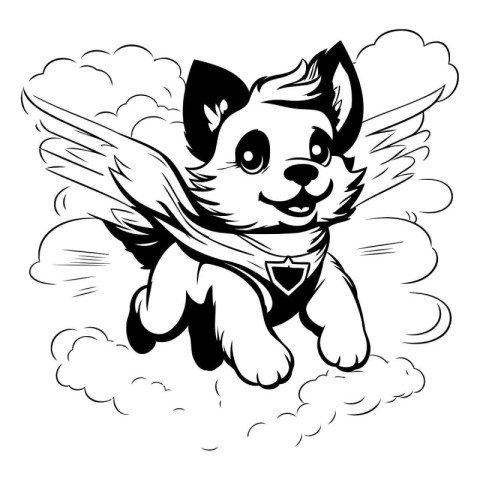 Free Vector illustration of  A chihuahua flying in the clouds