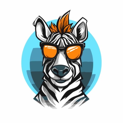 Zebra in sunglasses. Vector illustration of zebra in sunglasses.