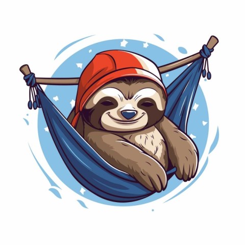 Cute cartoon sloth in a hammock. Vector illustration.