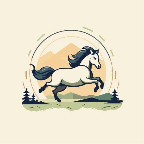 Horse logo design template. Vector illustration of a horse runni