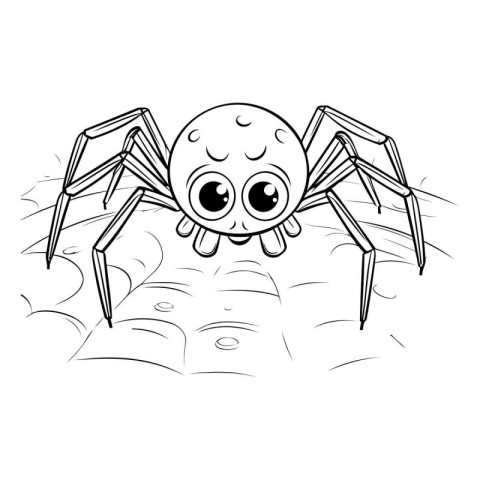 Cute cartoon spider. Black and white vector illustration for col