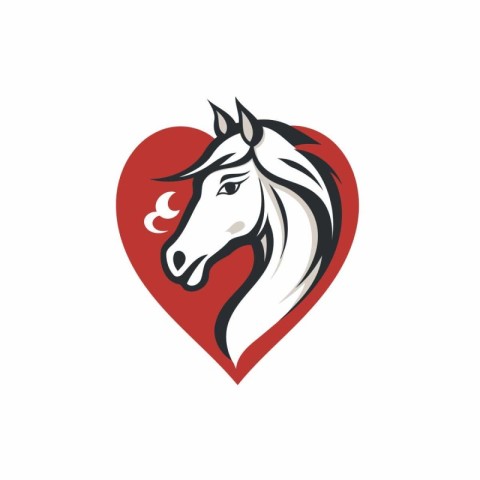 Horse head with heart vector logo template. Horse head vector il